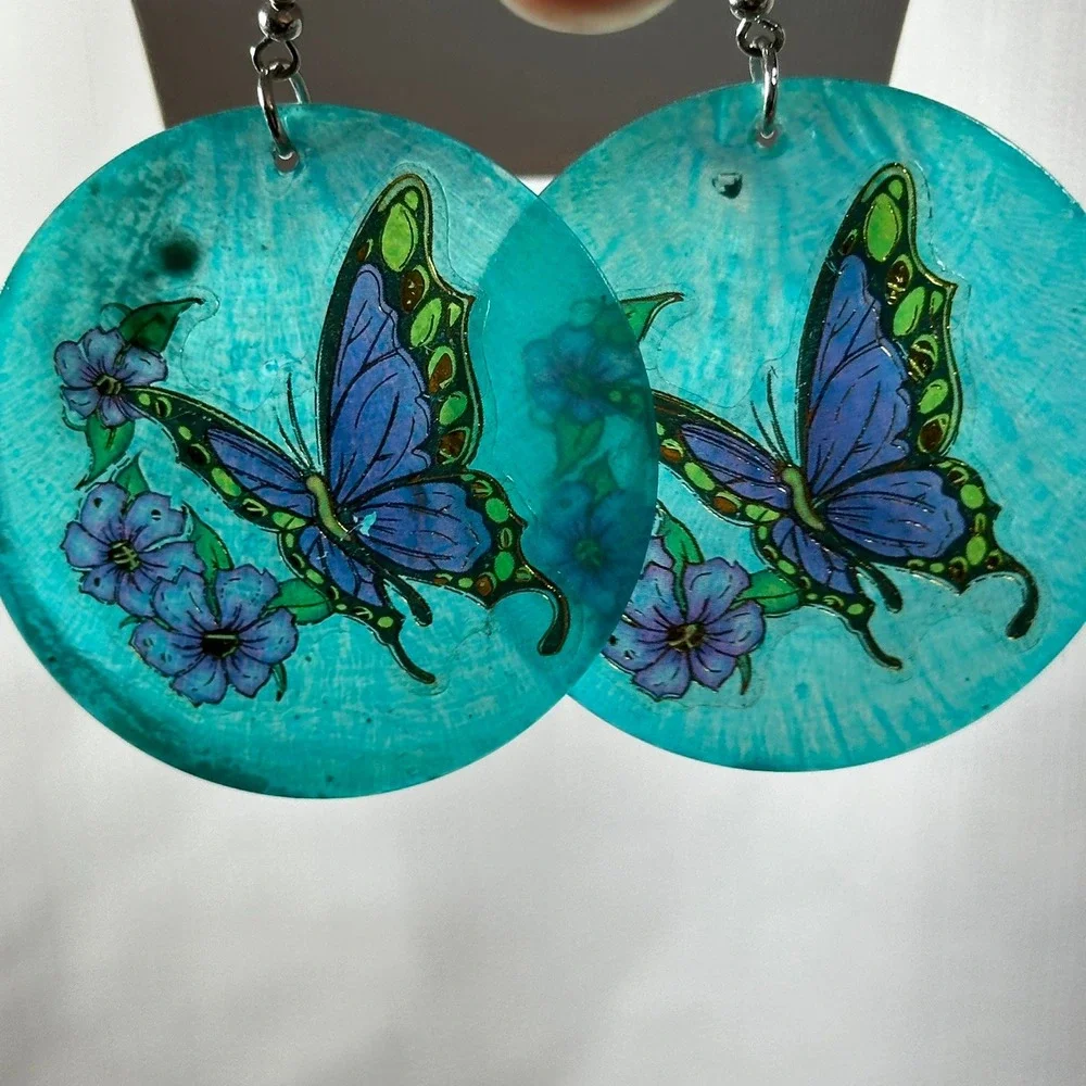Turquoise Butterfly Flower Drop‎ Dangle Earrings Fashion Jewelry